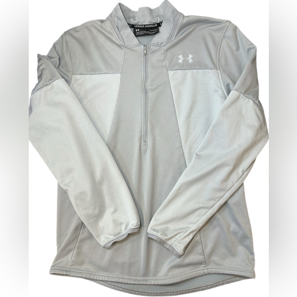 Under Armour Mens Large Coldgear 1/2 Zip Fleece Athletic Sweatshirt Gray